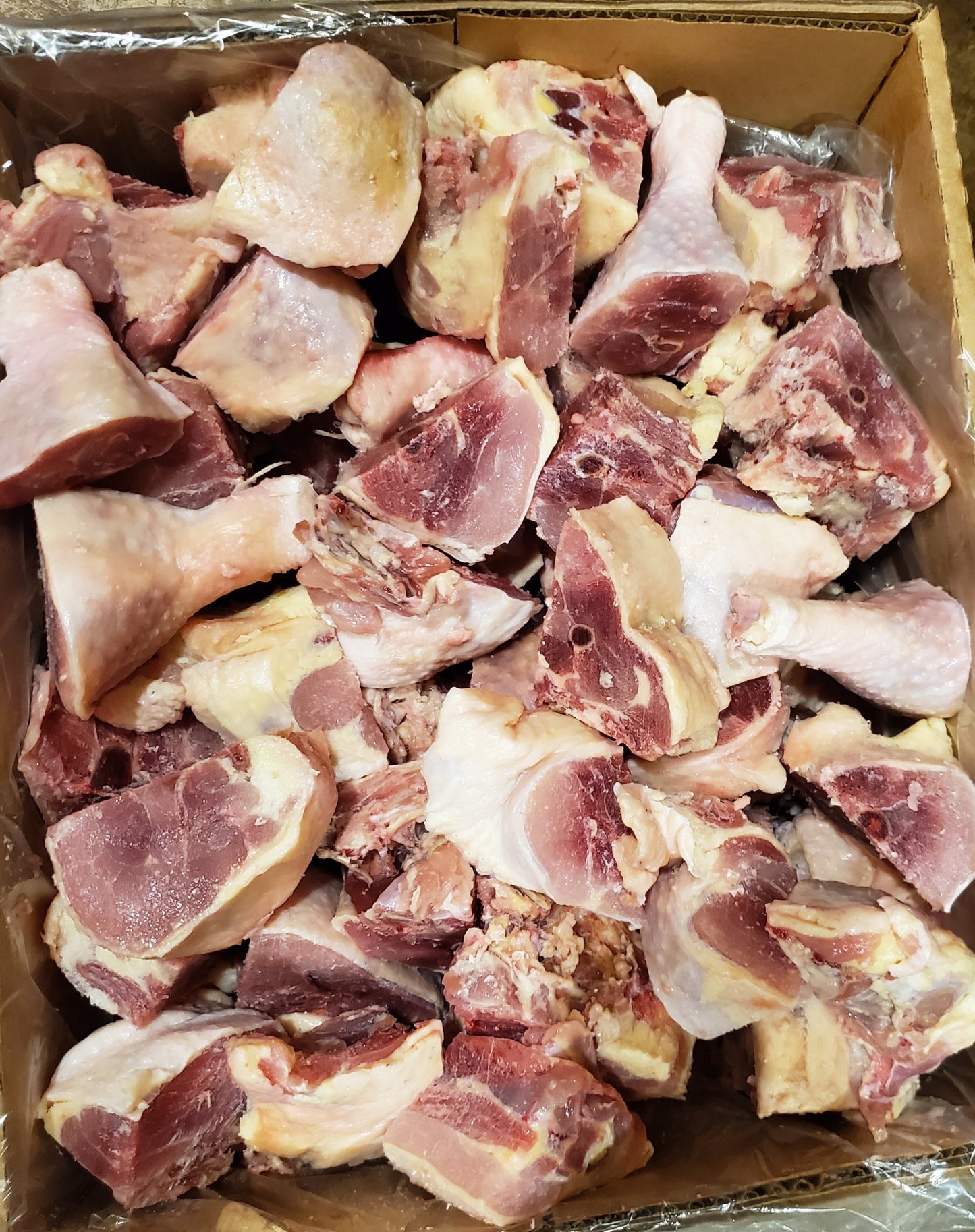 Box of hard chicken legs